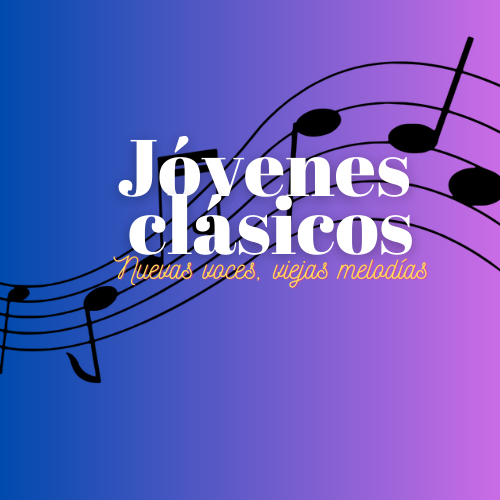 Logo en tonos azules y morados con letras blancas que dicen "Jóvenes clásicos"