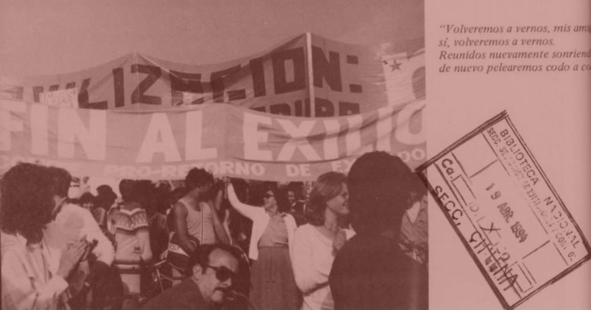 Exilio 1986-1978; Rosario Domínguez ... et al.; edición preparada por la Fundación de Ayuda Social de las Iglesias Cristianas. Santiago: Amerinda, 1986 (Santiago: Alfabeta), 273 p.